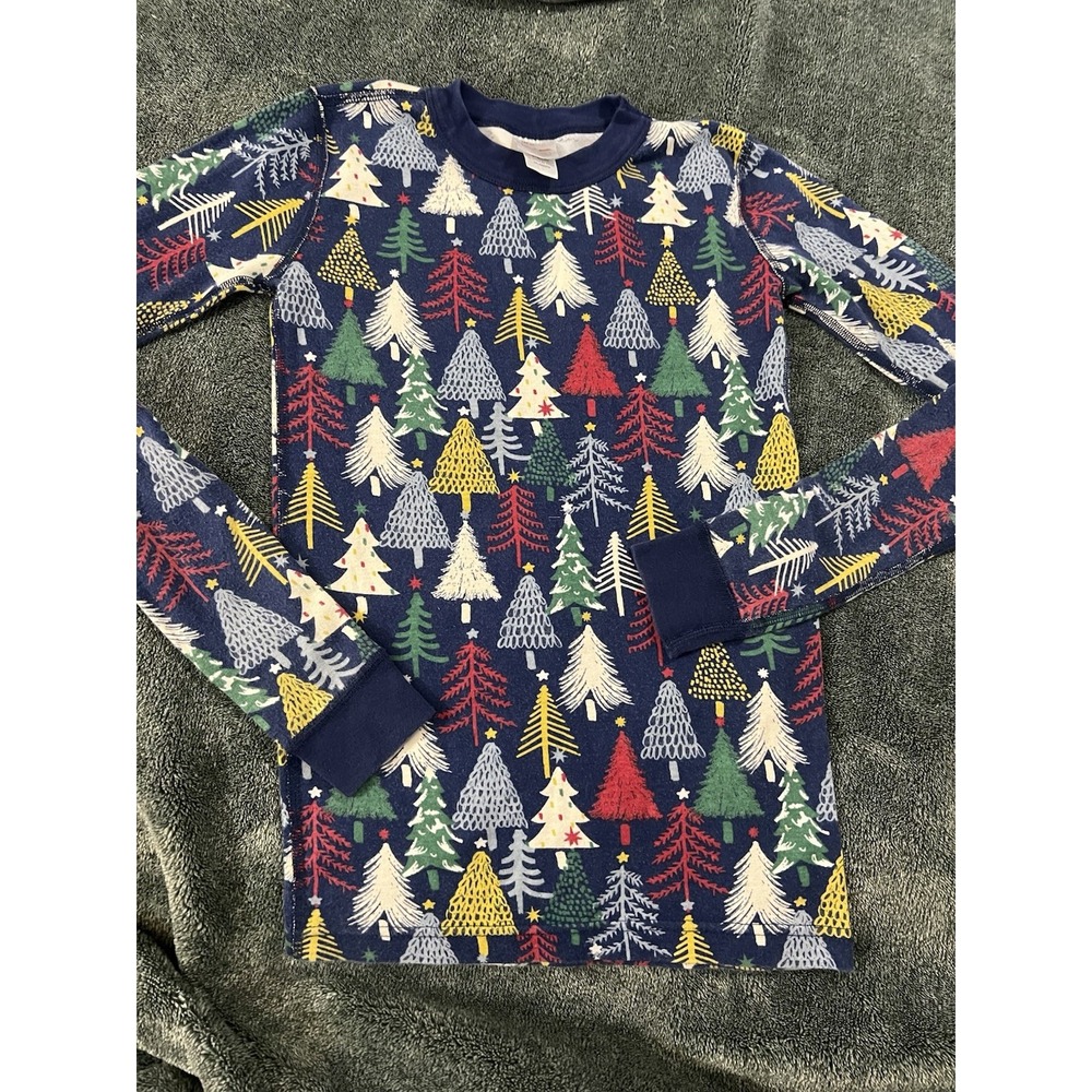 HANNA ANDERSSON Pajama Top Boy Girl Size 14 Holiday Tree Christmas‎